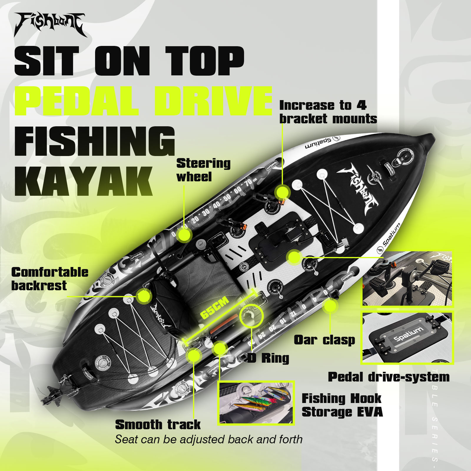 Spatium Fishing Kayak Boat Ped - Fishing Kayak Sit In ulasan dan harga